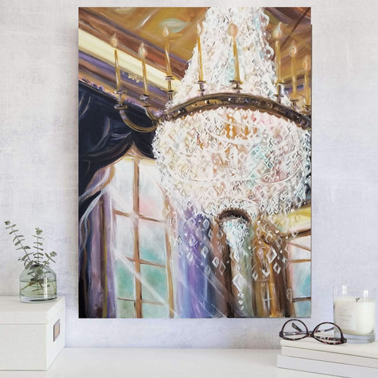 chandelier painting with candles for light.